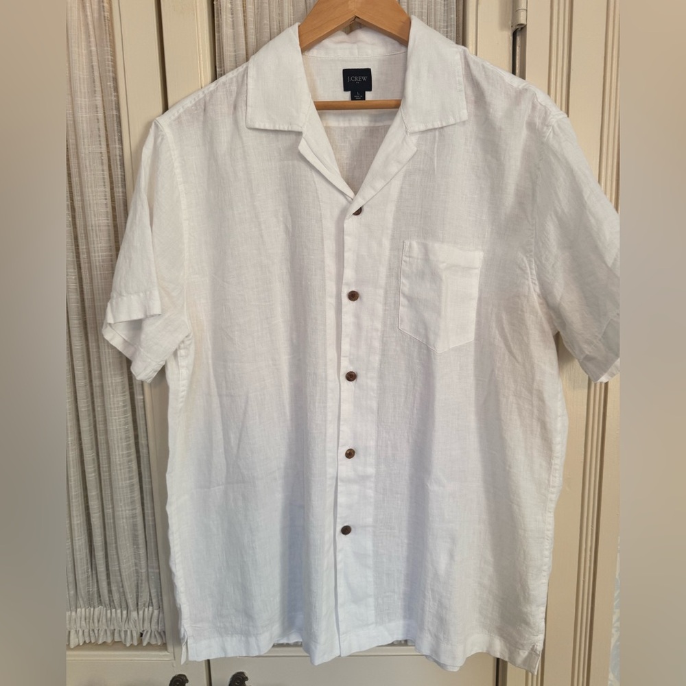 J. Crew Men's White Linen Shirt